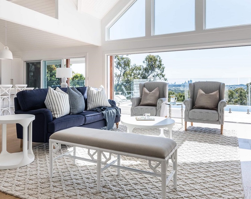 living room decorated in Hamptons interior design